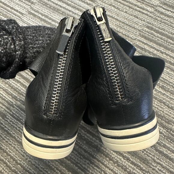 Eileen Fisher Sport Black Tumbled Leather Sneaker Sandals Coastal Preppy Staple - Picture 4 of 8